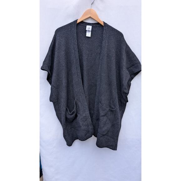 CAbi Womens Luxury open front Cardigan Sweater XS/S Black Ribbed Silver 4064 - Picture 1 of 6